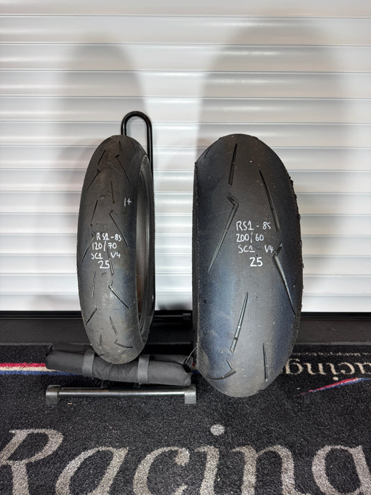 Pirelli Supercorsa Set, SC1- 120/70/17 Grade 1+ Front, 200/60/17 Grade 1 Rear (RS1-8S)